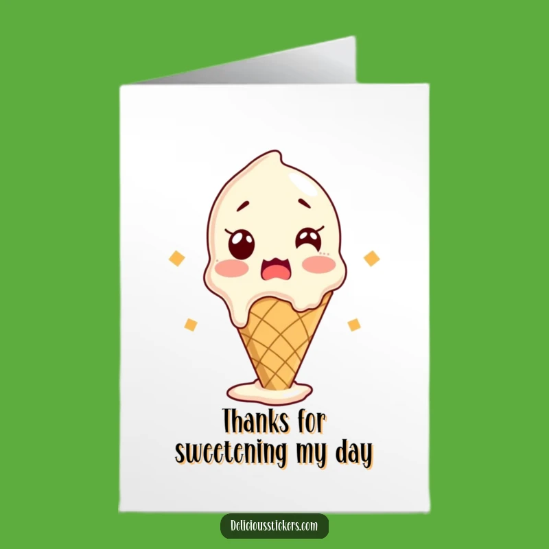 Free Printable Thank You Card: Excited Ice Cream Thanks Funny Downloadable Gift