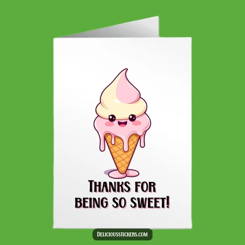 Free Printable Thank You Card: Funny Melting Ice Cream, Instant Download