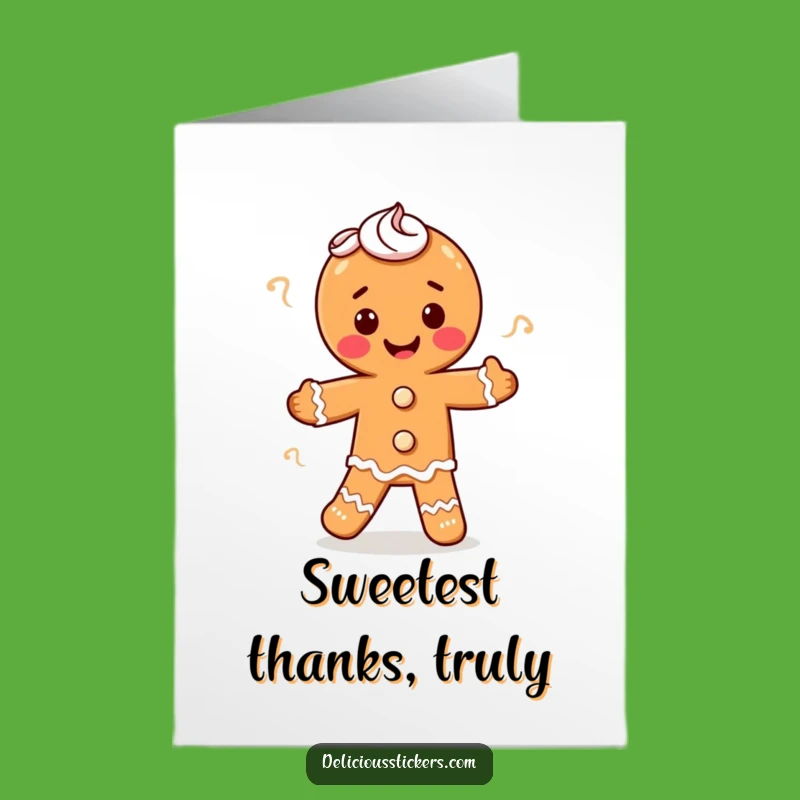 Free Printable Thank You Card: Grateful Gingerbread Man, Sweet Thanks, Print at Home.