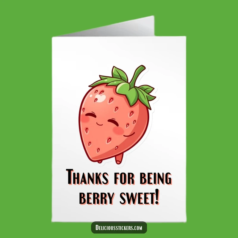 Free Printable Thank You Card: Winking Strawberry Thanks! Sweet & Funny Gratitude - Print Now!