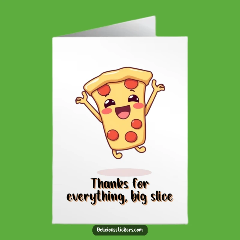 Free Printable Pizza Thank You Card: Jumping Slice, Downloadable Funny Gift