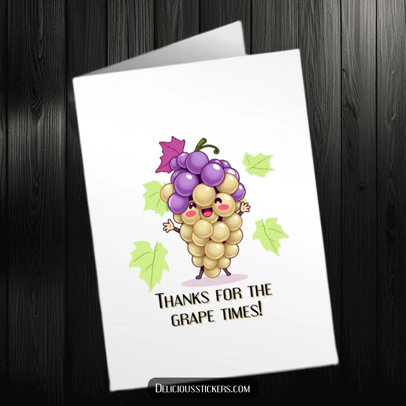 Funny Free Printable Thank You Card: A Bunch of Grapes Grooving in a Funny Dance of Thanks
