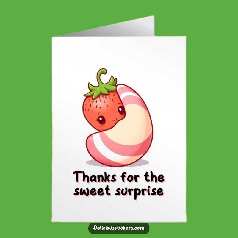 Free Printable Thank You Card: Shy Strawberry & Candy - Sweet Downloadable