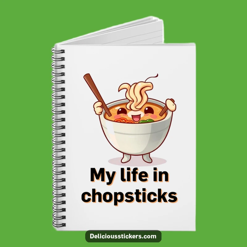 Funny Ramen Bowl Chopstick Baton Notebook - Jot Down Ideas with Hilarious Flair!