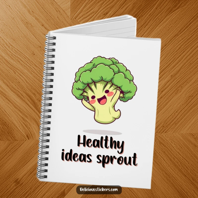 Funny Notebook: A playful broccoli floret character doing a somersault, perfect for jotting down notes with a healthy twist.