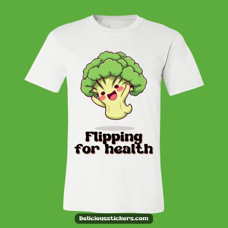 Funny Broccoli Somersault T-Shirt: Playful Floret Tumbles, Veggie Gift!