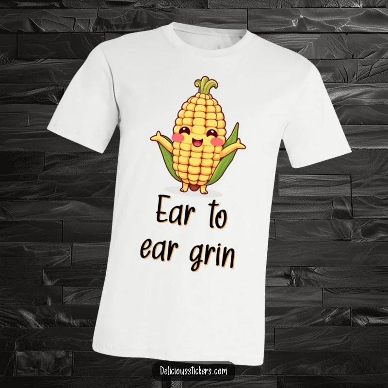 Funny t-shirt showcasing a smiling corn cob character with open arms, ready to give a heartwarming, hilarious hug.