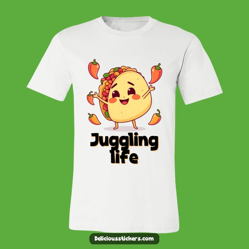 Funny Taco Juggling T-Shirt: Spicy Character, Hilarious Foodie Apparel Gift