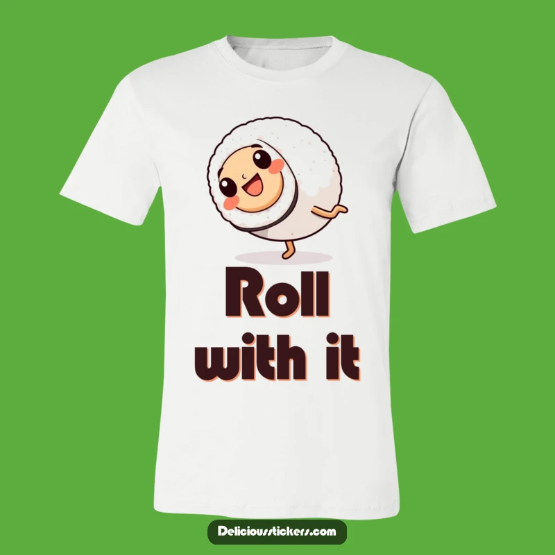 Funny Sushi Cartwheel T-Shirt: Energetic Roll, Hilarious Apparel for Sushi Fans