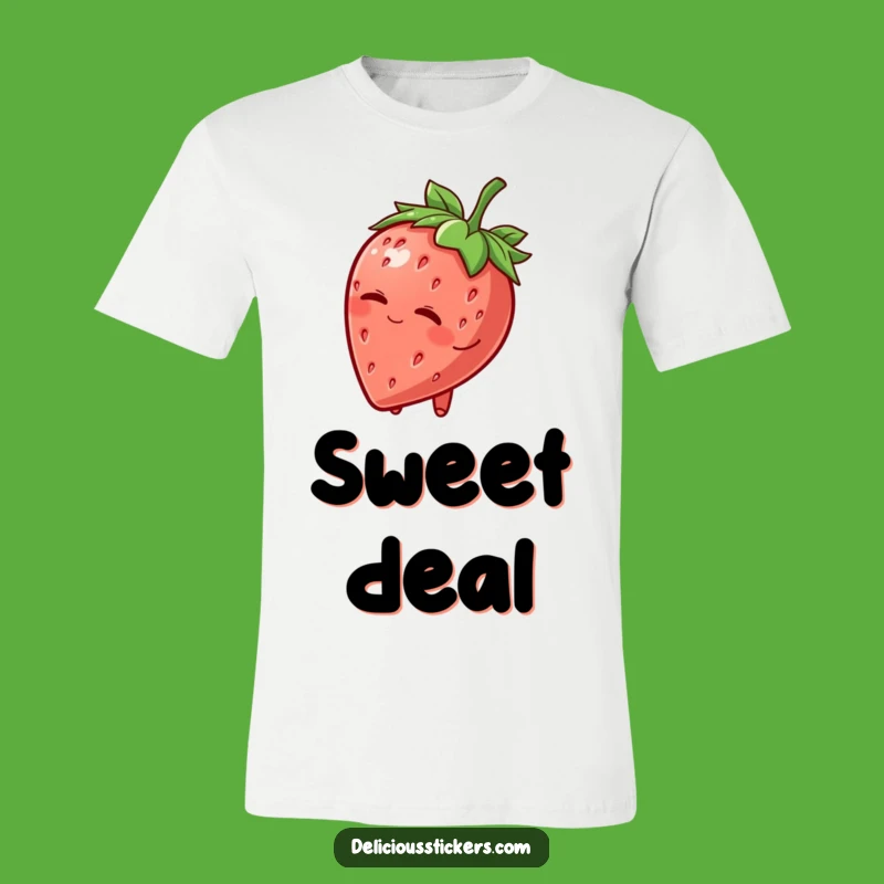 Funny Strawberry Hat Wink T-Shirt: Charming Fruit Character, Hilarious Apparel