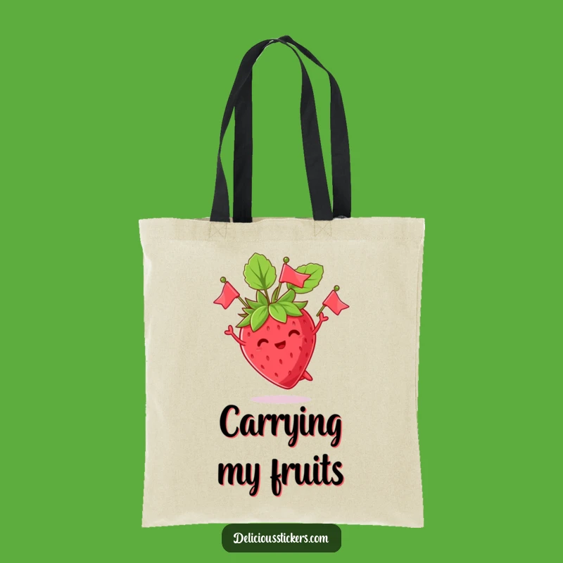 Funny Strawberry Juggling Leaves Tote Bag - Spacious and Hilarious Fruit Carry-All Gift!