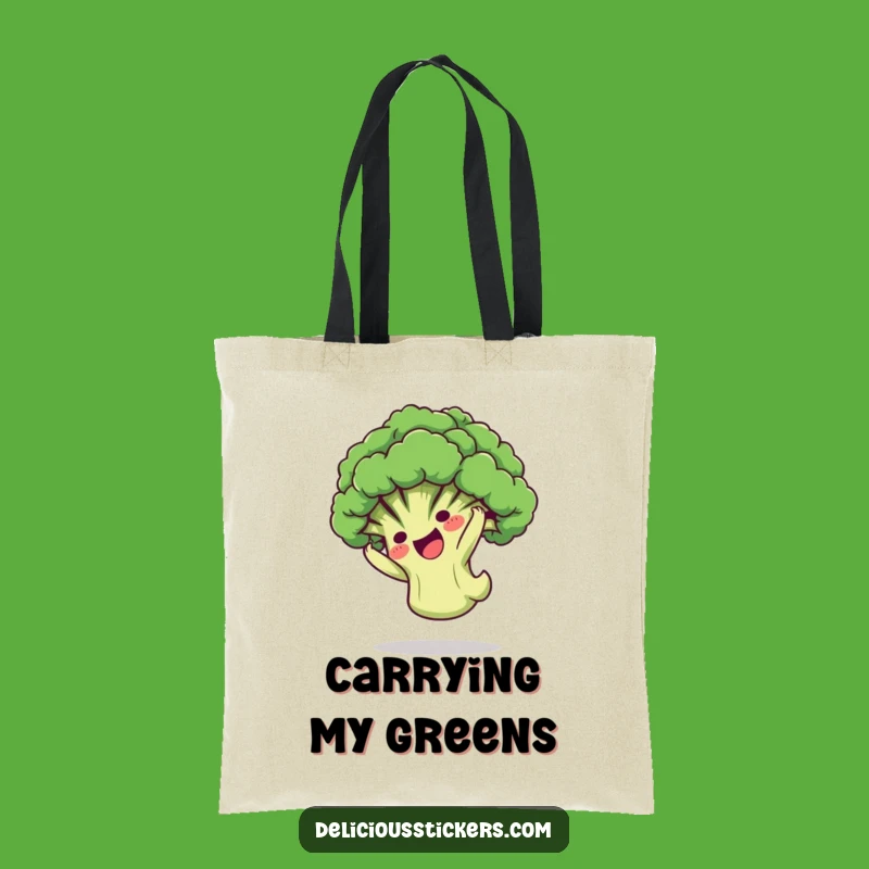 Funny Broccoli Somersault Tote Bag: Playful Floret Tumbles, Handy Gift!