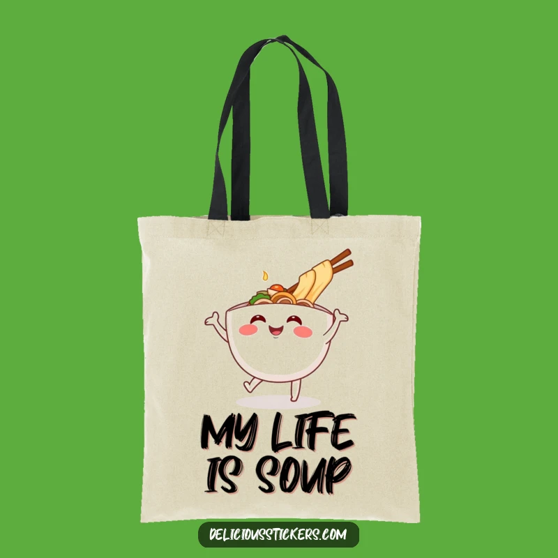 Funny Ramen Bowl Dance Tote Bag: Carry Your Laughs with Joyful Noodles