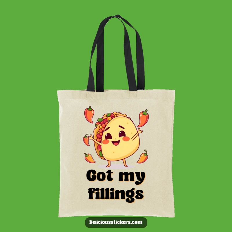 Funny Taco Juggling Tote Bag: Durable Spicy Character, Humorous Grocery Companion