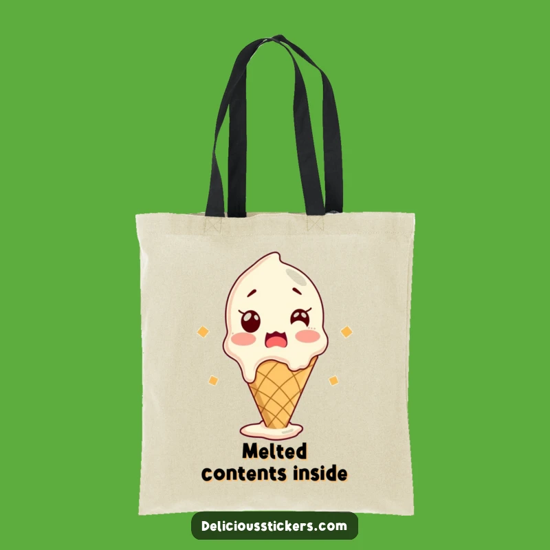 Funny Shocked Ice Cream Tote Bag - Melting Cone Carry-All - Hilarious Treat Lover Gift
